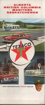 1960 Texaco Road Map: Alberta British Columbia Manitoba Sasketchewan NOS