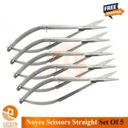 Noyes Micro Surgery Scissors Set Of 5 Straight Gum Tissue Cutting Spring Action