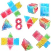 SENSORY4U 3D Foldable Sensory Gel Tiles - 4 Shapes Plus 2 Maze Toys - Liquid Sensory Pad Tiles Building Shapes for Fine Motor Skills - Squishy Fidget Toys