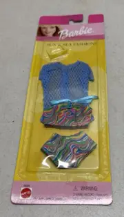Barbie Sun & Sea Fashion With B Logo Bikini & Blue Mesh Coverup 1999 NEW