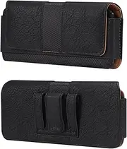 [MXFDOKD] Mobile Phone Belt Bag with Belt Clip, Leather, Small Mobile Phone Belt for Men, Horizontal Waist Bag, Mobile Phone Case, Belt Holster Purse with Card Holder, Belt Loop for Camping, Hiking, Outdoor