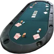 Trademark Texas Hold'em Poker Padded Table Top with Cupholders,Green