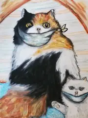 ACEO PERSIAN in Quarantine Mask Mini PRINT Cat Art by Artist KSams Steampunk