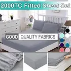 2000TC Hotel Bed Fitted Sheet Set with Pillowcases Soft Single Double Queen King