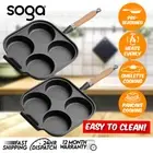 SOGA 2X 4 Mold Cast Iron Breakfast Fried Egg Pancake Pan Omelette Frypan Skillet