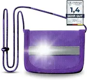 [Berninja] Wallet with Viewing Window for Children, Students, Neck Pouch, with Reflective Stripes for Boys and Girls