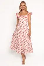 [PUP56] Lucille Maxi Dress - Red Floral XS cream