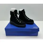 Stuart Weitzman Chalet Lug Suede Combat Boots Black Size 7B NIB #05S