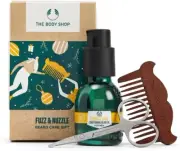 The Body Shop Beard Care Fuzz and Nuzzle Gift Set Beard Oil Comb Scissors Vegan