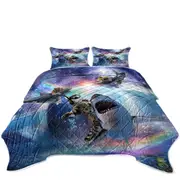 Crazy Cool Space Cats and Sharks Coverlet