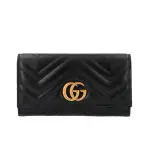 【GUCCI 古馳】GG MARMONT CONTINENTAL 翻蓋 卡夾 皮夾 長夾 黑色 443436