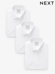 White Regular Fit Easy Care Short Sleeve Smart Shirts 3 Pack (602106) | $87