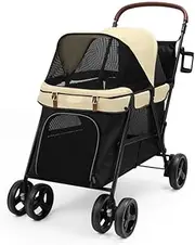 Pet Stroller Dog Stroller Folding Travel Pet Stroller Dog Stroller Cat Carriage Pet Stroller for Small Medium Sized Cat Stroller Dog Strollers(Size:A)