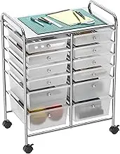SimpleHouseware 12-Drawers Rolling Storage Cart, Clear