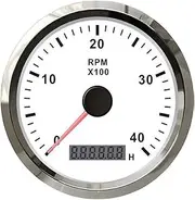 GPVPGHGRJ 85mm Tachometer Gauge 3000/4000/8000/12000RPM with LED Digital Hourmeter Adjustable Car Boat 12V/24V Red Or Yellow Backlight Speedometer(4K-WS)