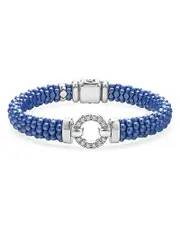 Lagos Sterling Silver Ceramic Caviar & Diamond Circle Bracelet