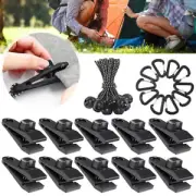 30Pcs Tarp Clips Heavy Duty Tent Clips with Elastic Cord and D-buckle qrgIg