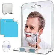 Shower Mirror,Fogless Shower Mirror for Shaving-Large Size 19 * 15.5cm,Razor Holder,2 Anti-Fog Coating Films,Suction Hook&Stainless Steel Hooks-TINY SPARK Shaving Mirror Ideal for Shower Usage
