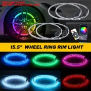 4x 15.5" Double Row LED Ring Wheel Rim RGB Lights Color Bluetooth APP Remote
