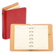 6 Ring Binder Cover A7 Notebook Binder 50 Sheets Line Paper, Red
