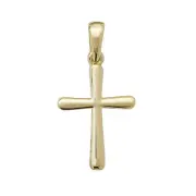 Boys 9ct Gold 18mm Round Edge Plain Cross Pendant