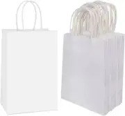 White Gift Bags, 36Pcs Small Paper Bags with Handles Bulk, Kraft Paper Bags Busi