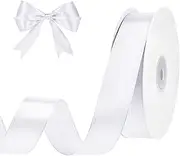 White Ribbon 1 Inch 50 Yards White Satin Ribbon for Crafts DIY Hair Chair Cheer Bows Gift Wrapping Wedding Invitation Bride Sash Baby Shower Party Favors