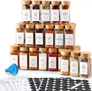 36 Pcs Glass Spice Jars - 4Oz with Bamboo Lids, Empty Bottles with Labels, Kitch