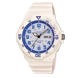 【CASIO】 潛水風DIVER LOOK指針錶-白x藍圈 (MRW-200HC-7B2)