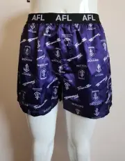 Fremantle Dockers AFL Mens Logo Purple Printed Satin Boxer Shorts Size L New