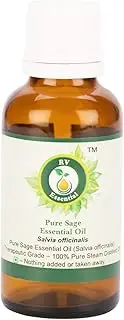 Sage Essential Oil | Salvia Officinalis | Sage Oil | For Diffuser | For Hair | For Body | For Massage | 100% Pure Natural | Steam Distilled | Therapeutic Grade | 10ml | 0.338oz By R V Essential