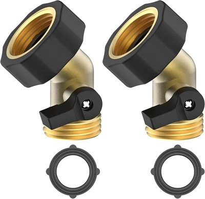 Twinkle Star 3/4" Brass Shut Off Valve Gooseneck Garden Hose 2, Black,Gold