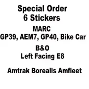 Special Order MARC, Amtrak, Baltimore & Ohio 6 individual Stickers Andy Fletcher