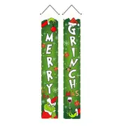 Grinch Christmas Decorations Grinch Porch Sign Door Banner Merry Grinchmas Theme Photography Yard Sign Banner D