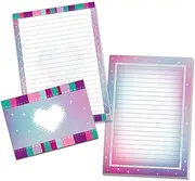 Writing Paper Set with 2 Writing Pads and 25 Envelopes for Children Exercise Book Notepad Notebook (1 Pad "Heart" and 1 Pad "Gradient" A5 with 25 Sheets Each + 25 Envelopes)