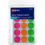 4 Pack Avery Color-Coding Labels, 0.75in, Removable, Neon 6733, 315 Ct