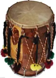 WOODEN MUSICAL INSTRUMENT INDIAN MUSICAL BHANGRA DHOL WITH COVER BAG