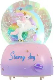 Unicorn Music Snowball, 3.94 Inch Automatic Snowfall Music Box, with LED Rainbow