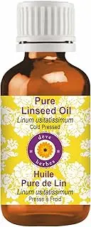 Deve Herbes Pure Linseed Oil (Linum usitatissimum) Natural Therapeutic Grade Cold Pressed 100ml (3.38 oz)