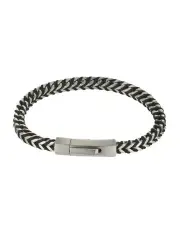 [Cudworth] Stainless Steel Curb Link Chain Cord Bracelet in Black
