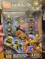 4 HALO FIGURES MEGA CONSTRUX PRO BUILDERS W/ACCESS 94 PIECES UNSC MARINE DEFENSE
