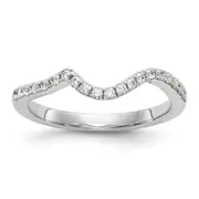 0.24ct. CZ Solid Real 14K White Gold Contoured Wedding Wedding Band Ring