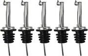 Wobe 5 Pcs Wine Bottle Pourers, Stainless Steel Liquor Pour Spout Flip Top Wine Bottle Stoppers Speed Pourers Olive Oil Bottle Tapered Spout Bottle Pourers for Oil Wine Vinegar Liquid Liquor