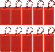 uxcell Luggage Tags, 10 Pcs Flexible PVC Travel Bag Name ID Identifier Label Tags Travel Essentials for Suitcases Bags Baggage Handbags, Red