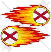 ALABAMA Alabamian Flaming Fireball, Fire Alabaman USA American 5" (125mm) Vinyl Bumper Stickers, Decals x 2