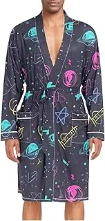 [ZZXXB] Physical Planet Mens Sleepwear Robe Lightweight Nightgown Long Sleeves Spa Bathrobe with Pockets M-XL