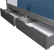 Kingston Slumber Trundle Storage Under Bunk Bed Drawers, 2 Pieces, Grey