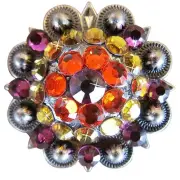 83HS Set Of 32 Western Screw Back Concho Fuchsia Topaz Crystal Bling Cowgirl