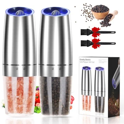 Gravity Electric Pepper and Salt Grinder Set, Adjustable Coarseness, Automati...