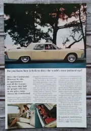 1964 Yellow Ford Lincoln Continental In Front Of Tree Photo Vintage Car Print Ad